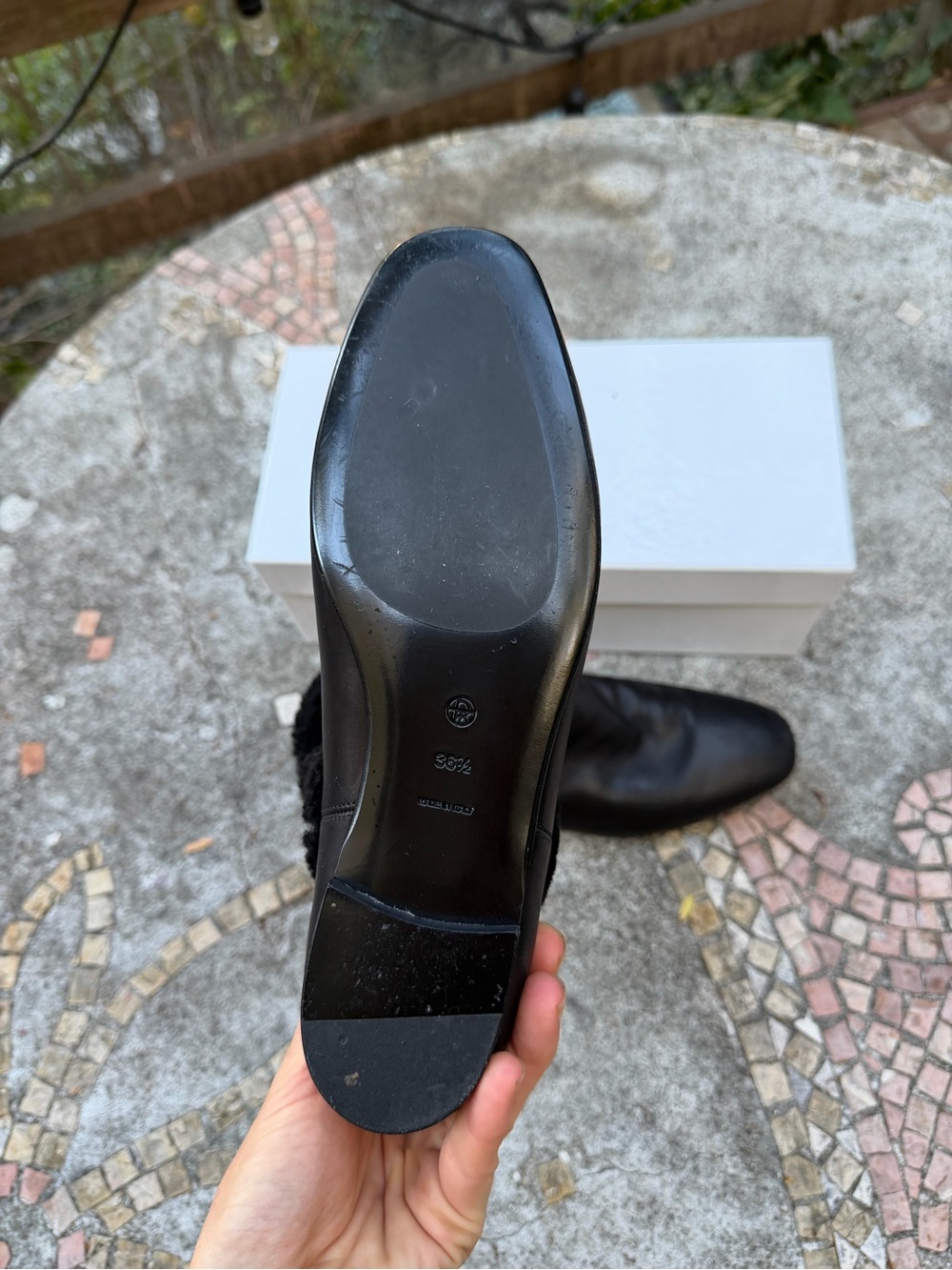 The Row Black Leather Shearling-Trim Ankle Booties - Picture 4 of 4